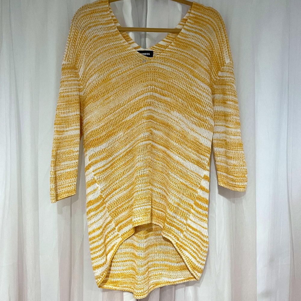 EXPRESS marled yellow hi-lo lightweight sweater Sz S